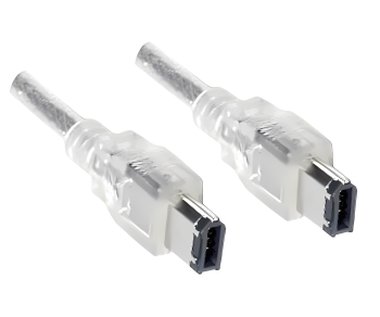 "FireWire" kabelis 6 kontaktų kištukas į kištuką, 10,00 m ilgio jungiamasis kabelis IEEE 1394a, skaidrus