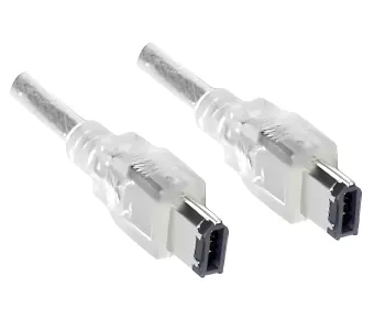 FireWire cable 6-pin plug to plug, 10.00m connection cable IEEE 1394a, transparent