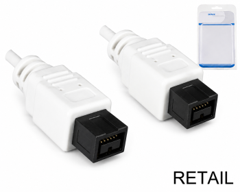 FireWire Kabel 9 polig Stecker auf Stecker, 1,00m Anschlusskabel IEEE 1394b, weiß
