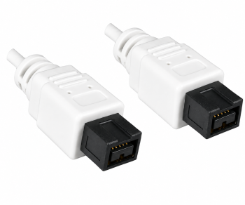FireWire Kabel 9 polig Stecker auf Stecker, Anschlusskabel IEEE 1394b, weiß, 2,00m