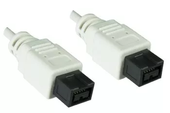 FireWire kabel 9-polige stekker naar stekker, aansluitkabel IEEE 1394b, wit, 2,00m