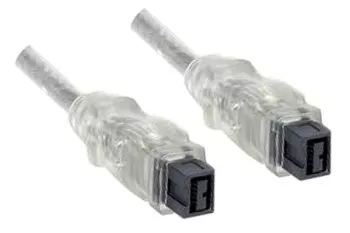 FireWire Kabel 9 polig Stecker auf Stecker, Anschlusskabel IEEE 1394b, transparent, 2,00m