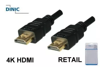 Καλώδιο HDMI 19-pin A σε A plug, υψηλής ταχύτητας, κανάλι Ethernet, 4K2K@60Hz, μαύρο, μήκος 1.00m, συσκευασία blister