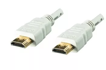 HDMI cable 19-pin A to A plug, high speed, Ethernet channel, 4K2K@60Hz, white, length 2.00m, polybag