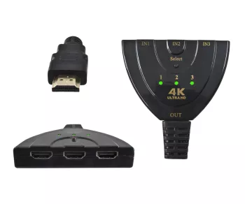 Scatola di commutazione automatica 3 a 1 HDMI, DINIC Box 3 dispositivi con connessione HDMI ad es. a 1 televisore, DINIC Box con foro europeo