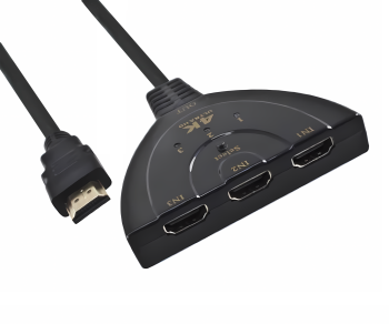 Umschaltbox automatisch 3 auf 1 HDMI, DINIC Box 3 Geräte mit HDMI Anschluss an z.B. 1 Fernsehgerät, DINIC Box mit Euroloch