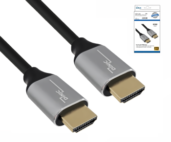 HDMI 2.1 Kabel, 2x Stecker Aluminiumgehäuse, 1m 48Gbps, 4K@120Hz, 8K@60Hz, 3D, HDR, DINIC Box