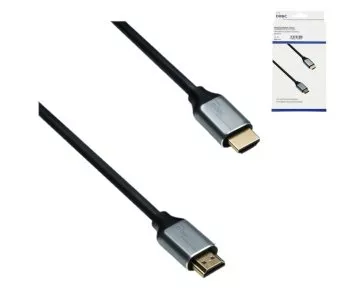 Kabel HDMI 2.1, 2x wtyk w aluminiowej obudowie, 2m 48Gbps, 4K@120Hz, 8K@60Hz, 3D, HDR, DINIC Box