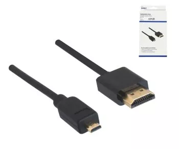 HDMI cable A male to micro HDMI (D) male, black, length 2.00m, DINIC box