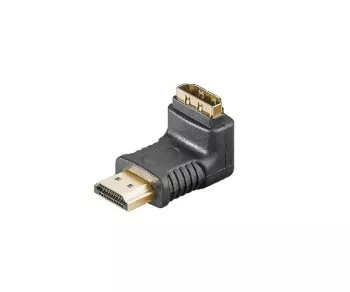 DINIC-adapter, HDMI A-plugg til A-kontakt vinklet, svart