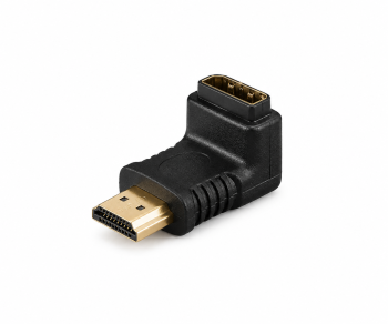 Adapter DINIC, HDMI A vtič v A vtičnico pod kotom, črn, škatla DINIC z evro luknjo