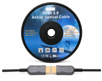 HDMI 2.0 AOC Glasfaserkabel A Stecker auf Stecker, aktiv, 4K@60Hz 18Gbp, schwarz, Länge 50,00m