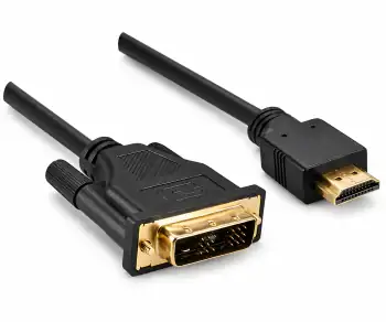 HDMI-kabel A-stik til DVI-D-stik, guldbelagte kontakter, sort, DINIC-boks med Euro-hul, længde 2,00 m