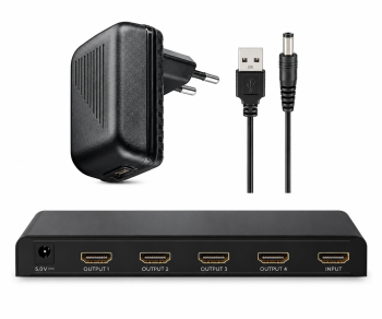 HDMI-splitter 1 naar 4 (4K @ 30 Hz) max. resolutie 4K/30Hz (3840x2160) UHD, DINIC Box