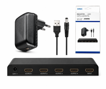 HDMI-splitter 1 naar 4 (4K @ 30 Hz) max. resolutie 4K/30Hz (3840x2160) UHD, DINIC Box