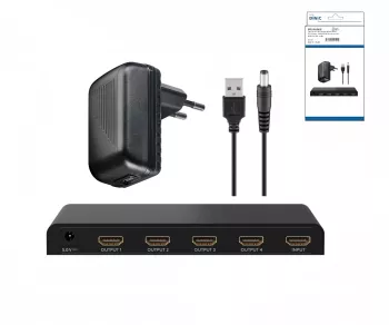 Splitter HDMI 1 a 4 (4K @ 30 Hz) risoluzione max. 4K/30Hz (3840x2160) UHD, Scatola DINIC