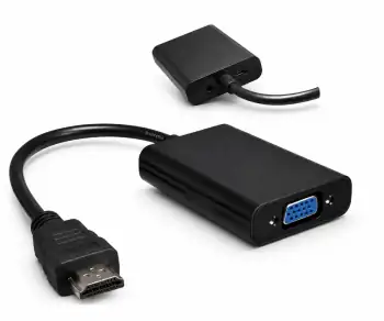 HDMI Adapter Typ A 19pol Stecker auf VGA Buchse, mit Audio-Buchse, schwarz, DINIC Polybag
