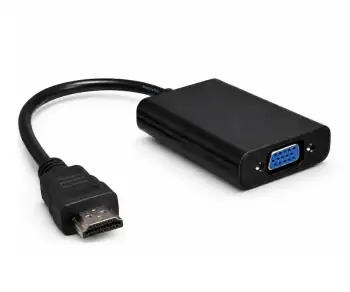 HDMI Adapter Typ A 19pol Stecker auf VGA Buchse, mit Audio-Buchse, schwarz, DINIC Polybag