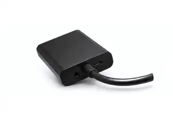 HDMI Adapter Typ A 19pol Stecker auf VGA Buchse, mit Audio-Buchse, schwarz, DINIC Polybag