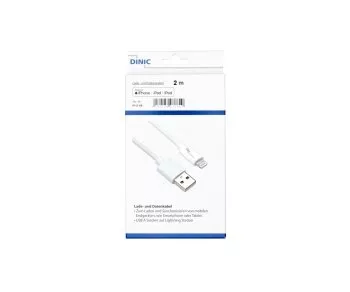 USB A to Lightning cable 2m, white, DINIC Box