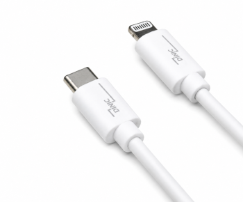 USB C auf Lightning Kabel, MFi, MFi zertifiziert, Sync- und Schnellladekabel, weiß, DINIC Box mit Euroloch, 0,5m