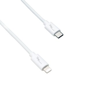 USB C to Lightning cable, MFi certified, sync and fast charging cable, white, DINIC box with Euro hole, 1m