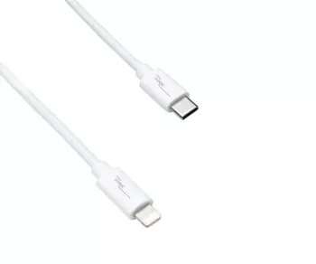 USB C to Lightning cable, MFi certified, sync and fast charging cable, white, DINIC box with Euro hole, 1m