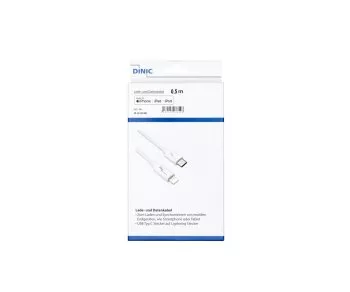 USB C to Lightning cable, MFi certified, sync and fast charging cable, white, DINIC box with Euro hole, 1m