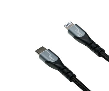 Καλώδιο USB C σε Lightning HQ, πιστοποιημένο MFi, καλώδιο συγχρονισμού και γρήγορης φόρτισης, μαύρο, κουτί DINIC με οπή Euro, 1m