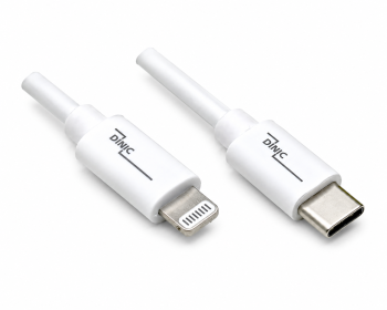 USB C auf Lightning Kabel, MFi zertifiziert, Sync- und Schnellladekabel, weiß, DINIC Box mit Euroloch, 2m