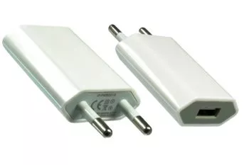 USB Ladeadapter/Ladegerät 230V zu USB 5V, 1000mA für USB Geräte, weiß