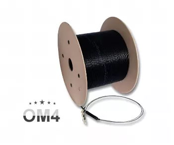 FO outdoor cable OM4, 50µ, LC/LC connector 4G, U-DQ(ZN)BH, 4 fibres, black, 50m
