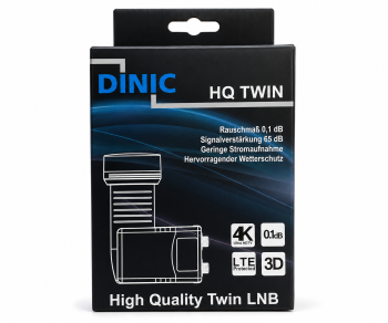 DINIC Premium Twin LNB с 2x F връзка, конвертор за сателитна антена, вкл. защита от атмосферни влияния