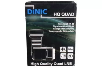 DINIC Premium Quad LNB met 4x F-aansluiting, satellietantenneconverter, incl. weerbescherming, DINIC-doos met Euro-gat