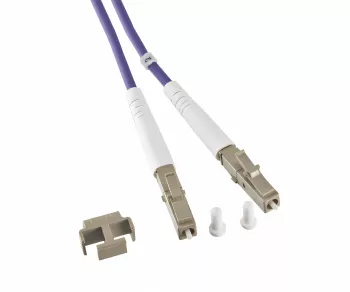 Fibre optic cable OM4, 50µ, LC / LC connector multimode, eric violet, duplex, LSZH, 2m