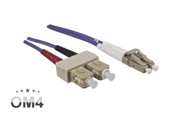LWL Kabel OM4, 50µ, LC / SC Stecker Multimode, erikaviolett, duplex, LSZH, 10m