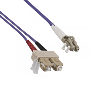 Fibre optic cable OM4, 50µ, LC / SC connector multimode, eric violet, duplex, LSZH, 1m