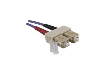 FO cable OM4, 50µ, SC / SC connector multimode, ericaviolet, duplex, LSZH, 2m