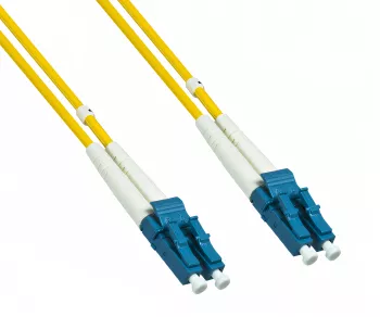 Fibre optic cable OS1, 9µ, LC / LC connector, single mode, duplex, LSZH, yellow, DINIC polybag, length 2m