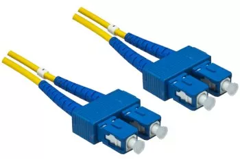 Fiber optic cable OS1, 9µ, SC / SC connector, single mode, duplex, yellow, LSZH, 15m