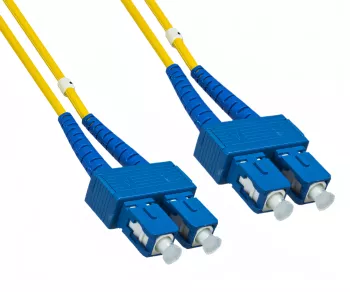Fibre optic cable OS1, 9µ, SC / SC connector, single mode, duplex, yellow, LSZH, 20m