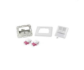 Prise de raccordement FO avec 2 adaptateurs LC-Duplex, blanc