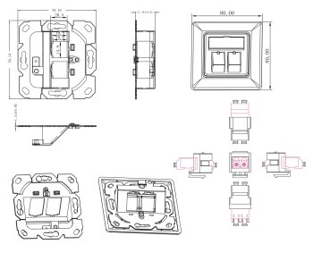 Fiberoptisk koblingsboks med 2 LC dupleks-adaptere, hvit
