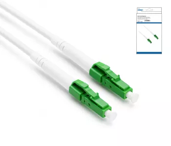 Anschlusskabel für Glasfaser-Router, LCA-LCA, Simplex, OS2, LC/APC 8° auf LC/APC 8°, LSZH, DINIC Box mit Euroloch, Länge 10m