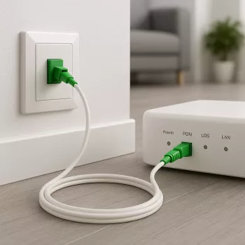 Anschlusskabel für Glasfaser-Router, LCA-LCA, Simplex, OS2, LC/APC 8° auf LC/APC 8°, LSZH, 1m, DINIC Box