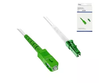 Anschlusskabel für Glasfaser-Router, LCA-SCA, Simplex, OS2, LC/APC 8° auf SC/APC 8°, LSZH, 1m, DINIC Box