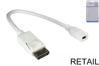 Adapter iz vtičnice Mini DisplayPort v vtič DisplayPort, bel, dolžina 0,20 m, pakiranje v blistru