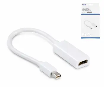 Adattatore da Mini DP maschio a HDMI-A femmina, DisplayPort 1.2, HDMI 1.4b, 4K2K (30Hz), bianco, scatola DINIC con foro Euro, 0,15 m