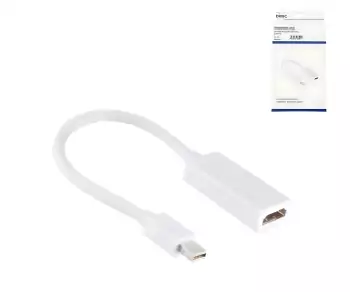 Adapter Mini DP male naar HDMI-A female, DisplayPort 1.2, HDMI 1.4b, 4K2K (30Hz), wit, DINIC doos met Euro gat, 0,15m