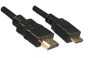 Cable miniHDMI tipo C (19 clavijas) a HDMI tipo A (19 clavijas), negro, longitud 2,00 m, blíster